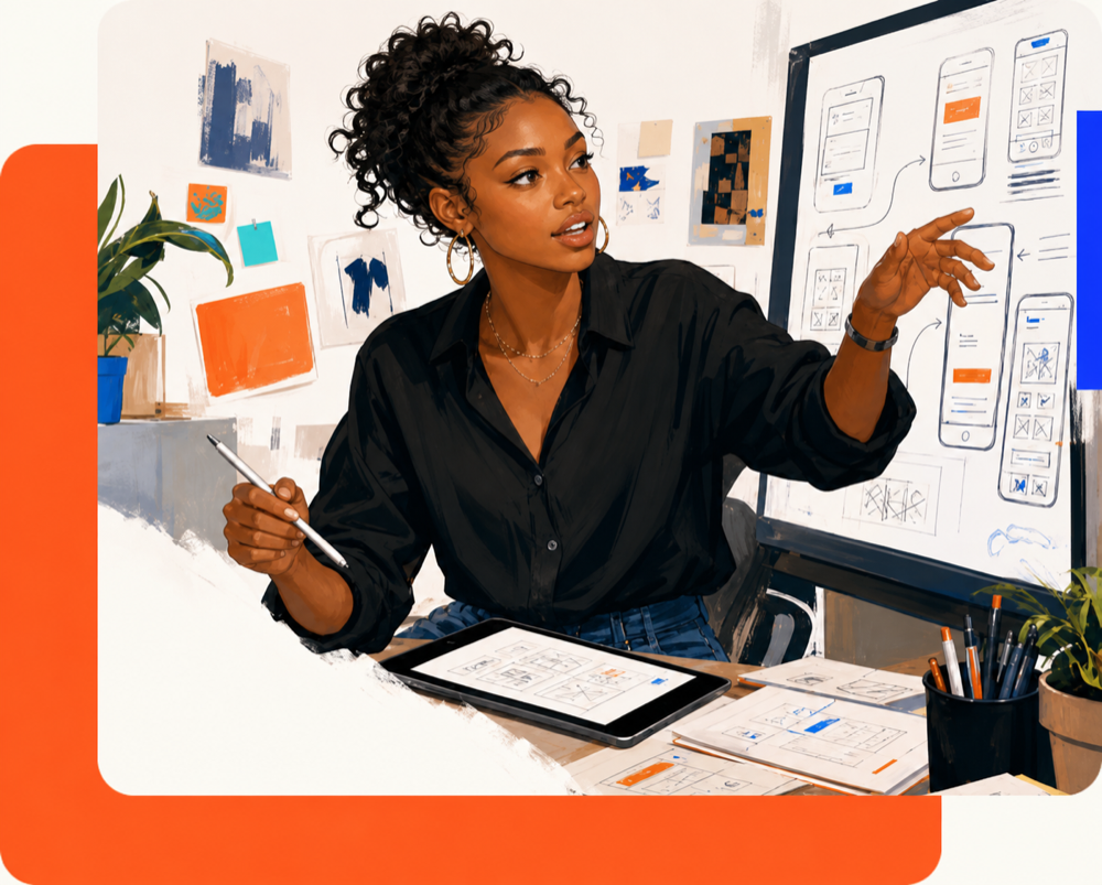 A creative leader presenting and refining product ideas